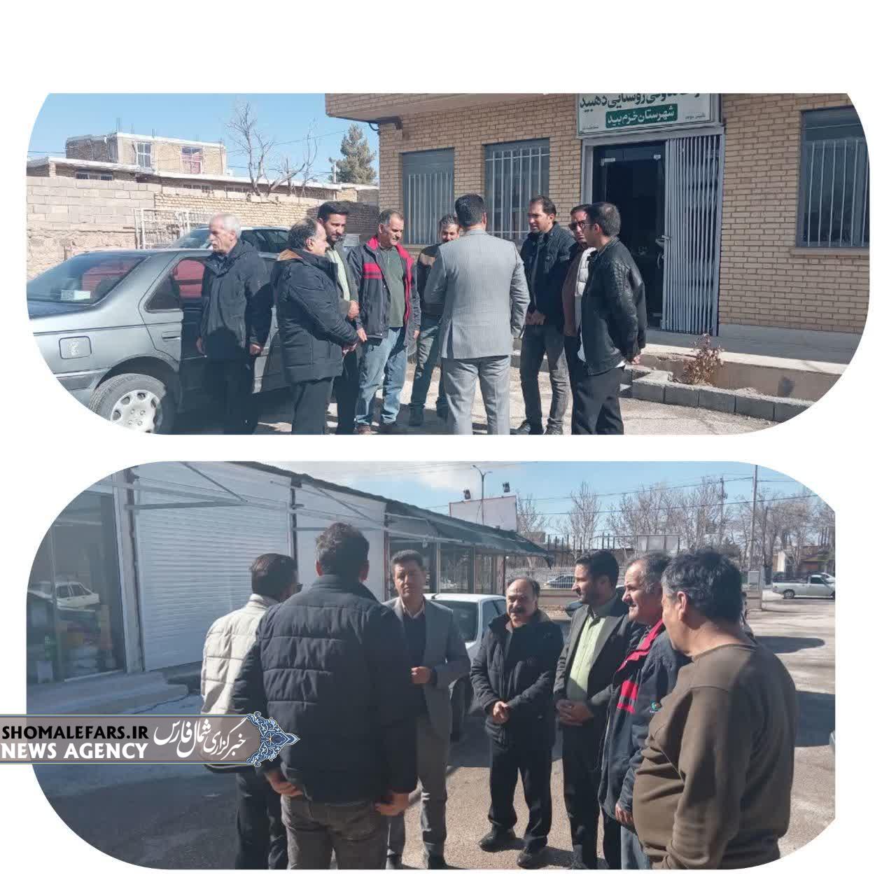 بازدید میدانی محمد کامران، معاون برنامه ریزی و هماهنگی و امور عمرانی فرمانداری شهرستان خرم بید از روستا بازار شرکت تعاونی روستایی دهبید