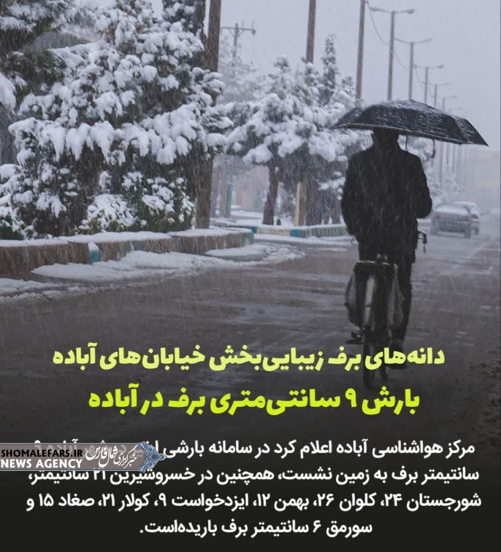 دانههای برف زیباییبخش خیابانهای آباده دانههای برف زیباییبخش خیابانهای آباده