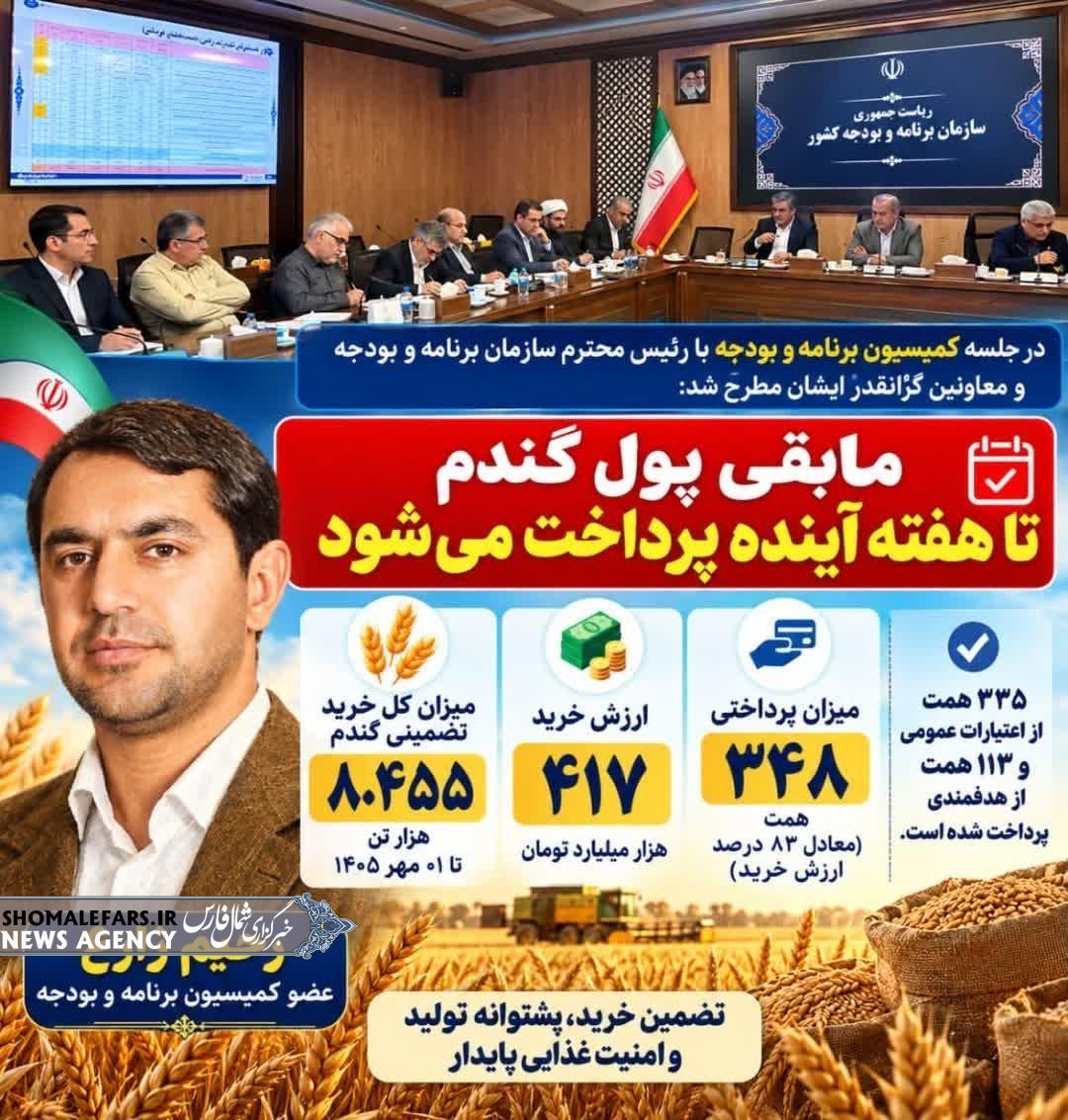 رحیم زارع: پیگیری جدی برای تأمین منابع و پرداخت مطالبات گندمکاران رحیم زارع: پیگیری جدی برای تأمین منابع و پرداخت مطالبات گندمکاران