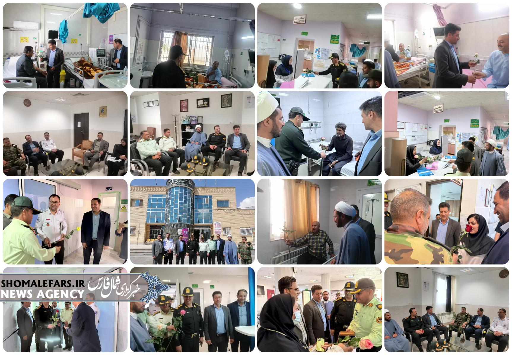 بازدید معاون فرماندار و فرمانده انتظامی خرم بید از بیمارستان ولی عصر (عج) به مناسبت هفته فراجا / تجلیل از پرستاران و عیادت از بیماران