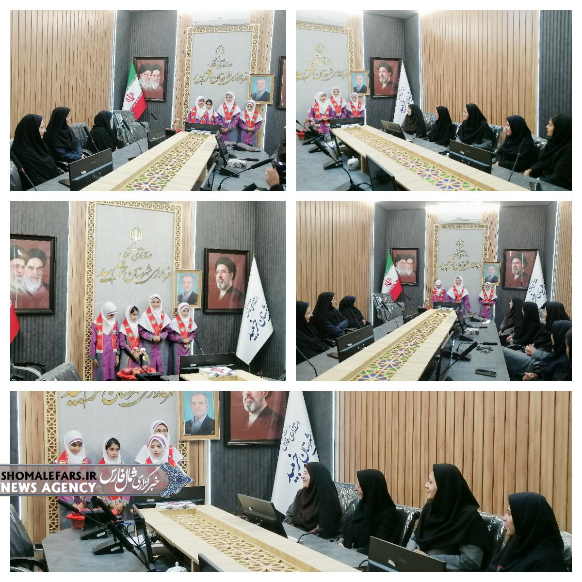 حضور دانش‌آموزان دبستان برکت زینبیه در فرمانداری خرم بید به مناسبت هفته سلامت بانوان / تقدیر از بانوان شاغل و ارائه پیام‌های آموزشی